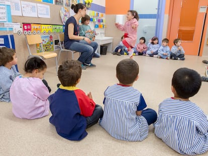 Una clase de P3 de un colegio público de Barcelona.