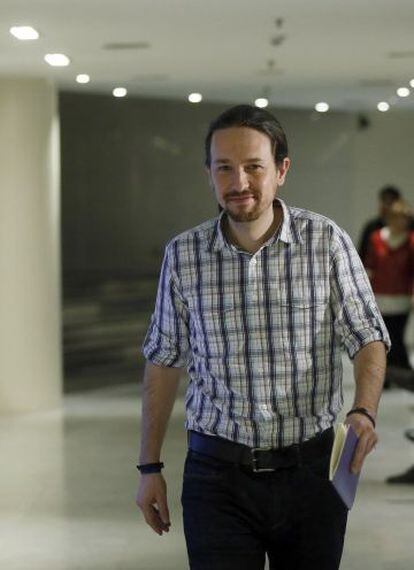 Pablo Iglesias, líder de Podemos, este martes en el Congreso.