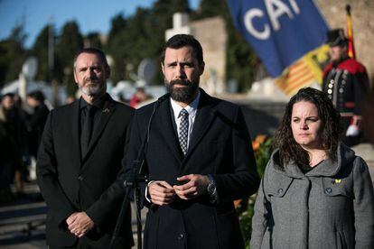 Roger Torrent, el pasado día 25 en la ofrenda floral a la tumba del presidente Francesc Macia. 