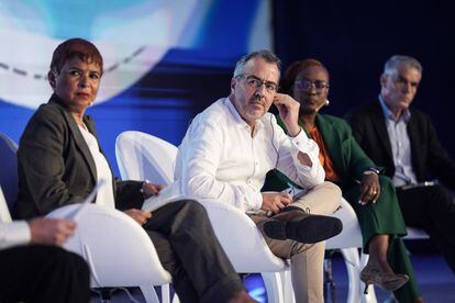 Gabriel Melguizo (center), president of the ISA Group of Colombia, in Punta Cana (Dominican Republic) on March 6, 2024.