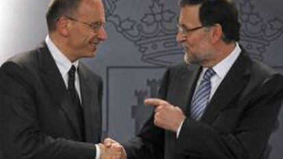 El primer ministro italiano, Enrico Letta, y el presidente espa&ntilde;ol, Mariano Rajoy. 