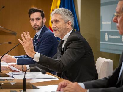 El ministro del Interior, Fernando Grande-Marlaska, en la presentación este miércoles de una nueva campaña contra los delitos de odio,