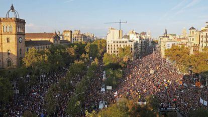 Manifestació a Barcelona el dia 3 d'octubre.