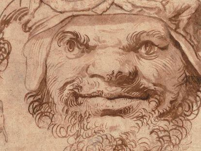 'Cabeza grotesca con pequeñas figuras sobre su sombrero' (1630).