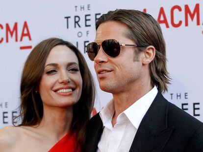 Brad Pitt y Angelina Jolie en el estreno de 'El árbol de la vida' en Los Ángeles, California, en mayo de 2011
