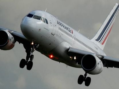 Un Airbus A319 de Air France, preparado para aterrizar en el aeropuerto parisino Charles de Gaulle.
