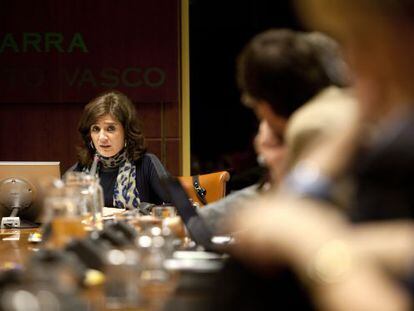 Helena Franco, durante su comparecencia en el Parlamento vasco.
