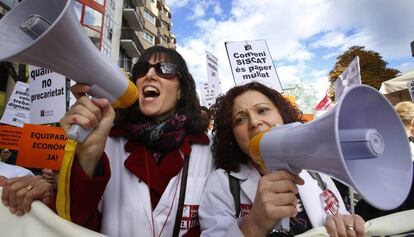 Manifestació de la sanitat concertada, aquest divendres a Terrassa.