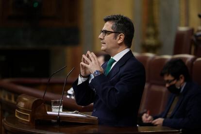 El ministro de la Presidencia, Félix Bolaños, intervenía durante el pleno, el miércoles, en el Congreso de los Diputados.
