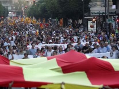 Imagen de la protesta nacionalista de ayer en Valencia.