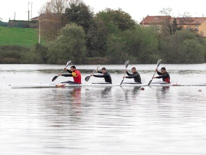 Saúl Craviotto, Marcus Cooper, Carlos Arévalo y Cristian Toro en la tirada del día 6 del K4-500.