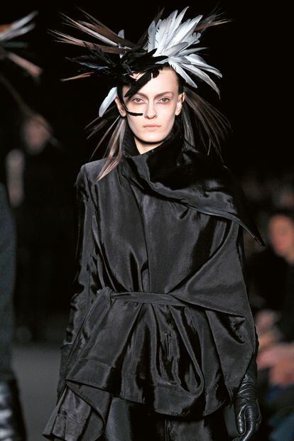 Ann Demeulemeester model at Paris Fashion Week 2012.