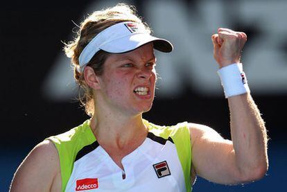 Kim Clijsters celebra la victoria ante Na Li.