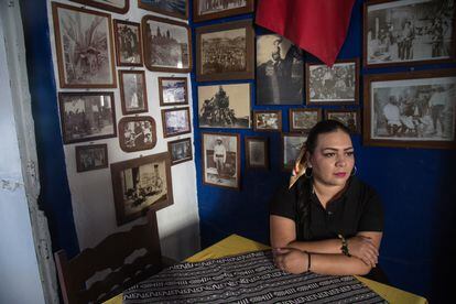 Maribel Juárez en el modesto restaurante familiar en Angamacutiro, Michoacán