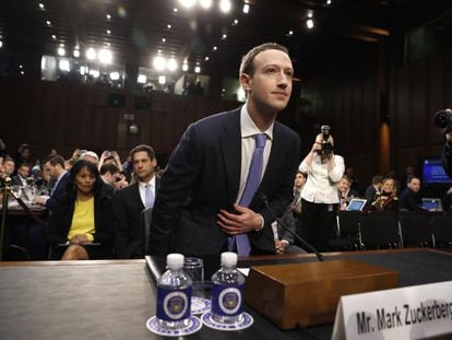 Mark Zuckerberg, fundador de Facebook, ahora Meta, en una declaración ante el Senado de Estados Unidos.