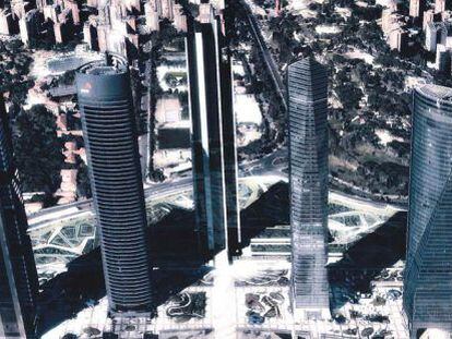 Recreaci&oacute;n de la quinta torre en el Paseo de la Castellana, en el centro.