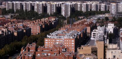 Vista aérea de algunos edificios de viviendas.