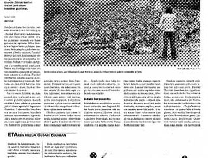 Página del diario <i>Gara</i> sobre el acto del Gudari Eguna.