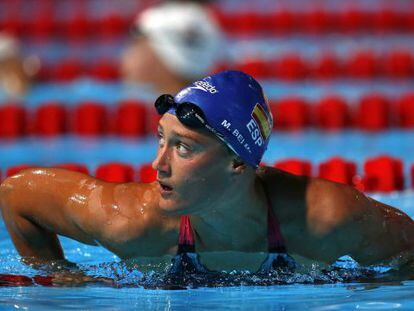 Mireia Belmonte, después de nadar la prueba preliminar de 200m estilos