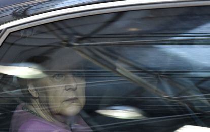 La canciller alemana, Angela Merkel, este viernes a su llegada a la cumbre en Bruselas. 