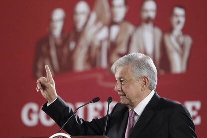 El presidente López Obrador en rueda de prensa.