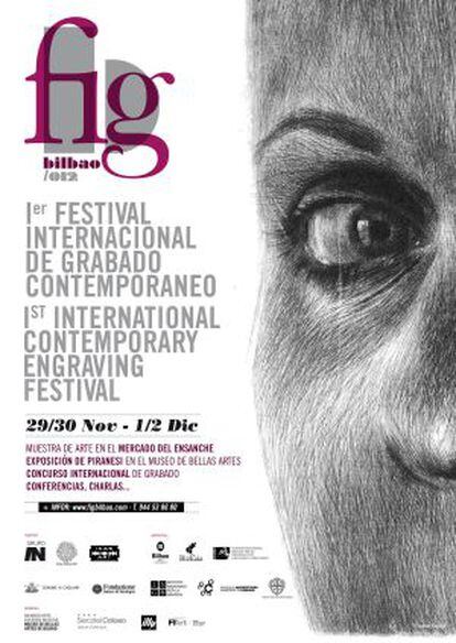 Cartel del I Festival Internacional de Grabado que acogerá Bilbao del 29 de noviembre al 2 de diciembre.