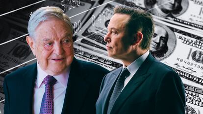El inversor y filántropo húngaro-estadounidense George Soros y el empresario de origen sudafricano Elon Musk