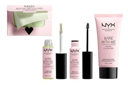 La línea Bare with me de NYX Cosmetics ha aterrizado con cuatro productos a base de extractos de cannabis que prometen: papel matificante (6,90€), bálsamo de labios (6,90€), fijador de cejas (6,90€) y primer (13,90€).