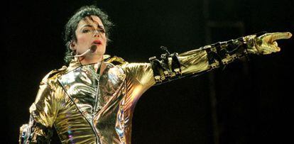 Michael Jackson en la gira "HIStory" en el Ericsson Stadium de Auckland, Nueva Zelanda el 10 de noviembre de 1996.