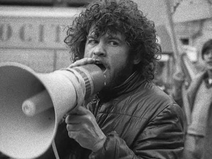 Juanjo García Espartero, en una protesta en la década de los ochenta.
