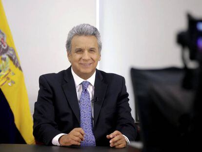 El presidente de Ecuador, Len&iacute;n Moreno, durante un discurso televisado este mi&eacute;rcoles.