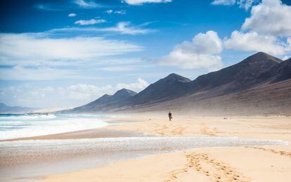 La soledad impregna la playa de Cofete, en Fuerteventura, de 12 kilómetros de recorrido.