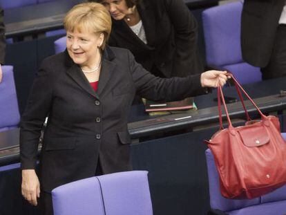La canciller Merkel, el viernes en el Parlamento.