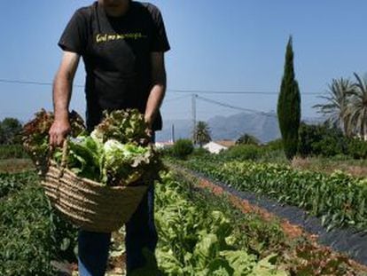 Xavier Mulet, en su huerto. 