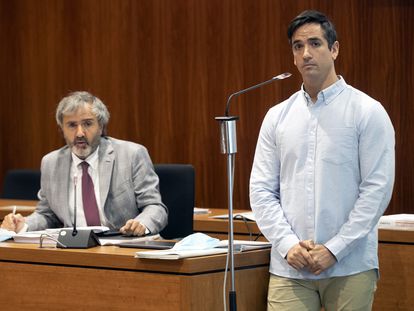 Rodrigo Lanza, durante el segundo juicio por el conocido como ´crimen de los tirantes', celebrado en la Audiencia Provincial de Zaragoza en septiembre de 2020.