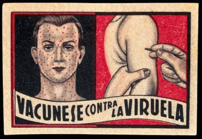 Cartel que anima a vacunarse contra la viruela, la única enfermedad que el ser humano ha sido capaz de erradicar.