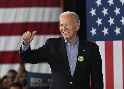 El presidente de Estados Unidos, Joe Biden, en un acto de campaña en Atlanta, Georgia, el pasado sábado. 