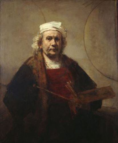 'Autorretrato con dos círculos' (1665-1669) de Rembrandt, en el Rijksmuseum.