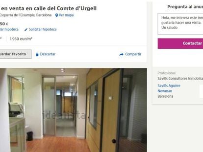 Imagen del anuncio de la sede del PP en el portal inmobiliario Idealista.