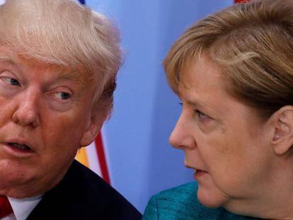 El presidente de EE UU, Donald Trump, y la canciller alemana, Angela Merkel.