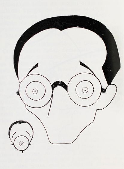 Caricatura de Vicente risco feita por Castelao