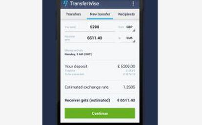 Aplicación Transferwise.