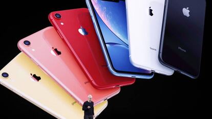 El consejero delegado de Apple, Tim Cook, durante la presentación del iPhone 11.