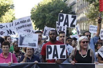 Ambient a la manifestació de suport als refugiats celebrada a Madrid.