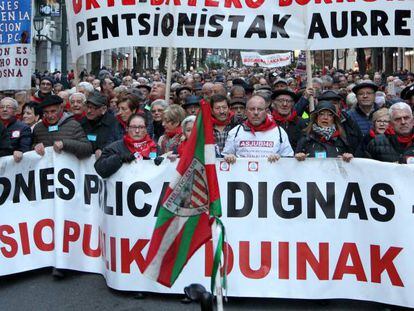 Manifestación de pensionistas en Bilbao.