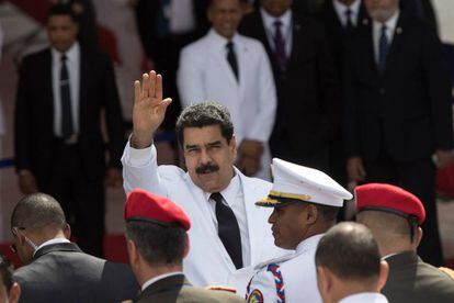 El presidente venezolano, Nicol&aacute;s Maduro, a su llegada a Rep&uacute;blica Dominicana.