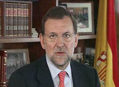 Mariano Rajoy, durante el discurso que su partido ofreció en vídeo con motivo de la Fiesta Nacional.