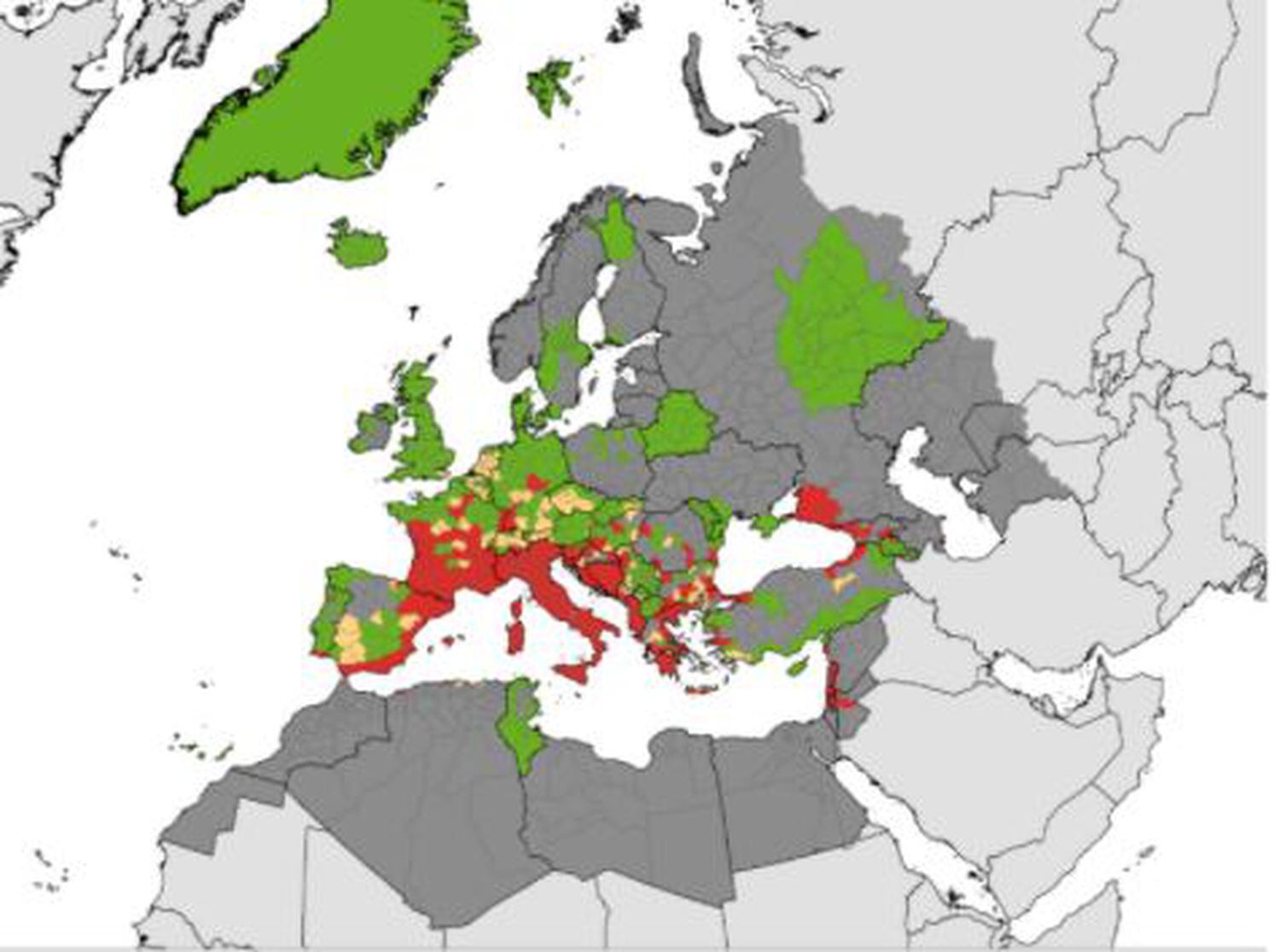 Mapa de presencia en Europa del mosquito invasor 'Aedes albopictus'