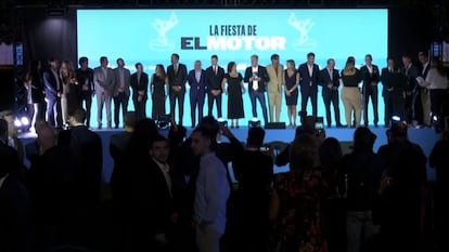 Los participantes en la Fiesta del Motor organizada por Prisa Media, este jueves en el Hipódromo de la Zarzuela, en Madrid.