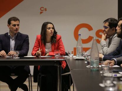 Albert Rivera e In&eacute;s Arrimadas en la reuni&oacute;n del Comit&eacute; Ejecutivo de Ciutadans.